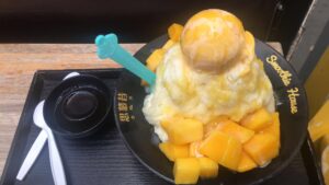 mango snowflake shaved ice w/ sorbet